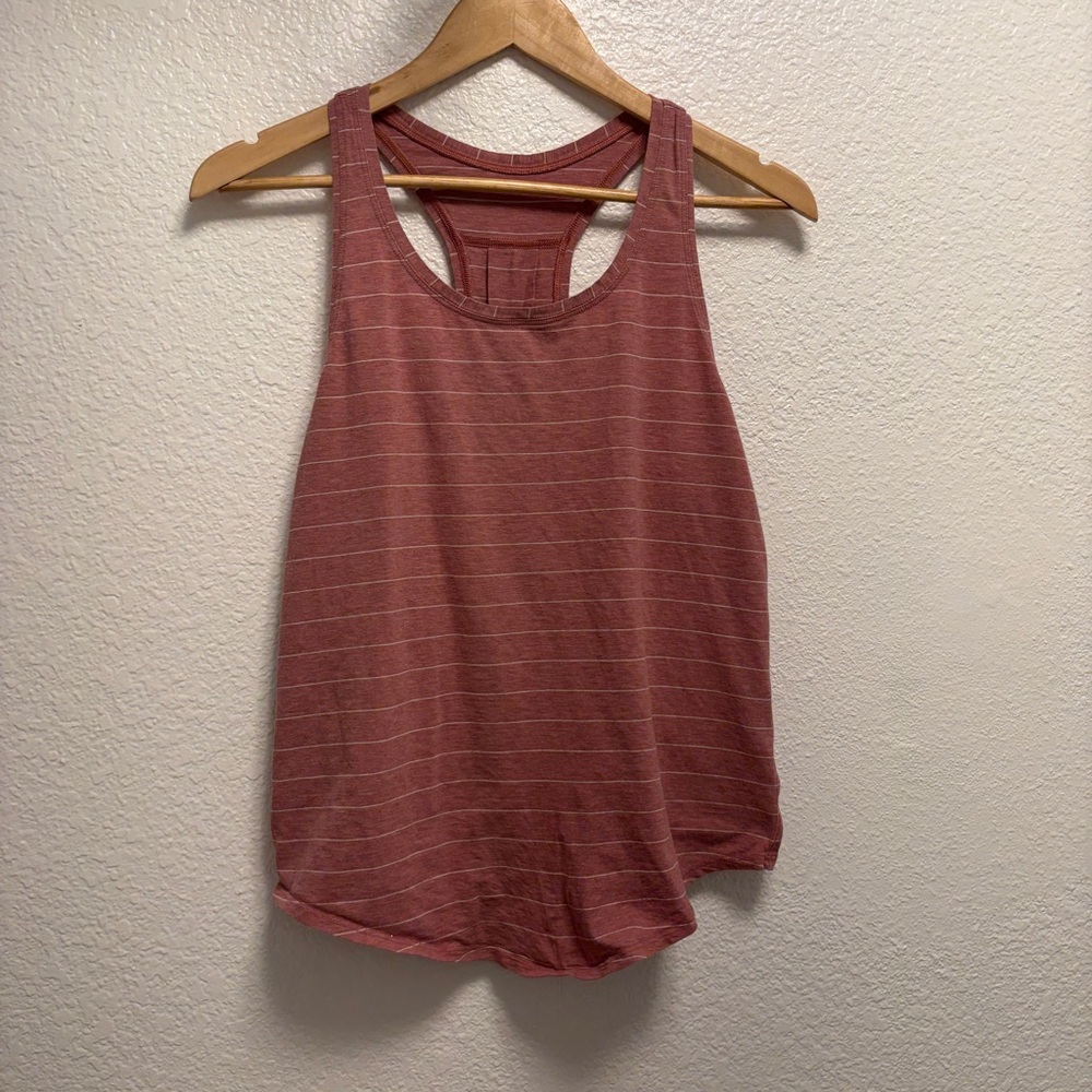 Lululemon Racerback Tank Top Mauve Pink White Stripe Women's Athletic Size M
